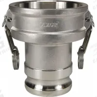 Cam and Groove Adapter: 100 psi Max. Working Pressure @ 70 F, 6 3/8 in Overall Lg, Nitrile, Type DA (MPN G4030-DA-SS). Key specifications — Gasket Material: Nitrile; Fitting Type: Female Coupler x Male Adapter; Includes Locking Arm: Yes; Body Material: 316 Stainless Steel; Brand: DIXON VALVE & COUPLING.