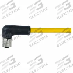 Cordset: M12 Female Right Angle X Bare Wire, 5 Pins, Yellow, TPE, 3 m Cable Lg, 12 A Max Current (A) (MPN 7700-P4231-U0D0300). Key specifications — Cable Jacket Color: Yellow; End 1 Gender: Female; End 1 Mounting Orientation: Right Angle; End 2 Connection Type: Bare Wire; IP Rating: IP67; Brand: MURRELEKTRONIK; Wire Size: 16 AWG; Cable Jacket Material: TPE.