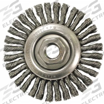 WEILER Wire Wheel Brush: Steel Stringer Bead, 4" Dia x 3/16" Wd, 5/8"-11 Arbor - Weld-Cleaning Brushes for Carbon Steel