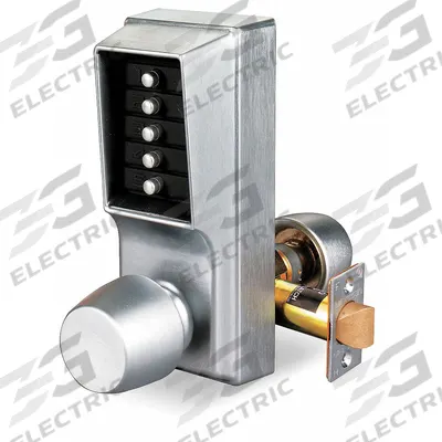 SIMPLEX Mechanical Push Button Lockset: Chrome (MPN 1011-26D-41) - Mechanical Keyless Access Locksets