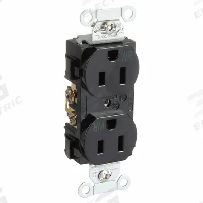 BRYANT Receptacle: Duplex, 5-15, Black, 125V AC, 15 A, 2 Pole / 3 Wire (MPN CBRS15BLKWR) - General Purpose Receptacles