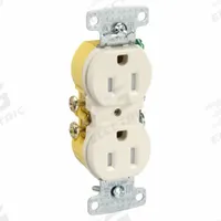 HUBBELL Receptacle: Duplex, 5-15, Light Almond, 125V AC, 15 A, 2 Pole / 3 Wire (MPN RR15SLATR)
