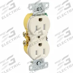 HUBBELL Receptacle: Duplex, 5-15, Light Almond, 125V AC, 15 A, 2 Pole / 3 Wire (MPN RR15SLATR)