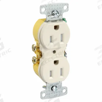 HUBBELL Receptacle: Duplex, 5-15, Light Almond, 125V AC, 15 A, 2 Pole / 3 Wire (MPN RR15SLATR) - General Purpose Receptacles