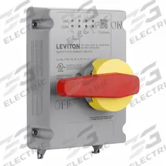 LEVITON Disconnect Switch: Non-Fusible, 30 A, 600V AC, Non-Metallic, Indoor/Outdoor (MPN LDS30-RCC). Key specifications — attr867131: LEVITON.