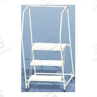 BALLYMORE Rolling Ladder: 2.4 ft Platform Ht, Assembled, Aluminum, Wt-Actuated, Ribbed (MPN A3SH30). Key specifications — Includes Handrails: Handrails Included; Material: Aluminum; Brand: BALLYMORE; Color: Gray.