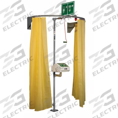HUGHES Privacy Curtain: For Use With Safety Shower, Yellow, Nylon/Steel - Shower Curtains & Enclosures