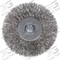 WEILER Wire Wheel Brush: Crimped Stainless Steel, 3" Dia x 5/8" Wd, 1/4" Shank, 0.014" Fill (MPN 93041). Key specifications — Brand: WEILER.