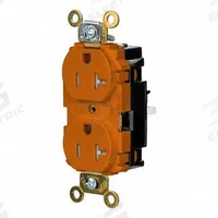 HUBBELL Receptacle: Duplex, 5-20, Orange, 125V AC, 20 A, 2 Pole / 3 Wire (MPN HBL5362STOTR)