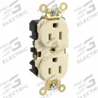 LEVITON Receptacle: Duplex, 5-15, Ivory, 125V AC, 15 A, 2 Pole / 3 Wire (MPN 5262-I)