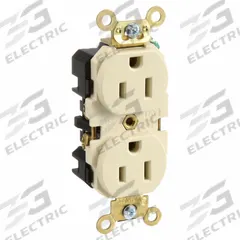 LEVITON Receptacle: Duplex, 5-15, Ivory, 125V AC, 15 A, 2 Pole / 3 Wire (MPN 5262-I)