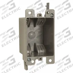 RACO Electrical Box: Thermoplastic, Nonmetallic Material & Nominal Size, Square, 1 Gangs, Flush (MPN 7887RAC). Key specifications — Brand: RACO; Bracket Style: Flush; Clamp Style: NMSC.