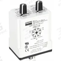 DAYTON Single Function Time Delay Relay: Socket Mounted, 120V AC/DC, 10 A, 8 Pins/Terminals (MPN 24EP38). Key specifications — Brand: DAYTON.