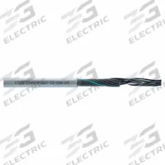 CHAINFLEX Control Cable: 20 AWG Conductor Size, 5 Conductors, PVC, Order by the Foot, Gray (MPN CF130US-05-05). Key specifications — Conductor Size: 20 AWG; Minimum Bend Radius Factor - Fixed: 5 x OD; Minimum Bend Radius Factor - Flexible: 7.5 x OD; Shielding: Unshielded; Brand: CHAINFLEX.