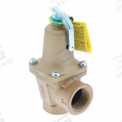 Watts Boiler Pressure Relief Valve: FNPTF x FNPTF, 3/4 in x 1 in, Iron - ASME Section XIII Hot Water Pressure Relief Valves
