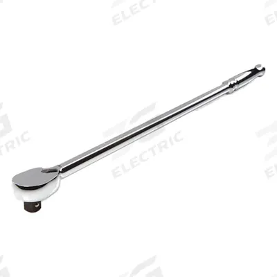 TEKTON Hand Ratchet: Pear, Reversible, 18 in Overall Lg, Polished, 4° Min Arc Swing - Standard-Head Ratchets