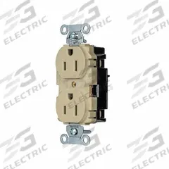 HUBBELL Receptacle: Duplex, 5-15, Ivory, 125V AC, 15 A, 2 Pole / 3 Wire (MPN 5252STI)