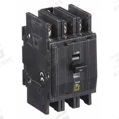 SQUARE D Miniature Circuit Breaker: 40 A, 120/240V AC, Three Phase, 10kA at 120/240V AC, 3 Poles (MPN QOU340). Key specifications — Phase: Three; Amps: 40 A; AC Voltage Rating: 120/240V AC; Max. AIR Rating: 10kA at 120/240V AC; For Use With: Heating; Brand: SQUARE D.