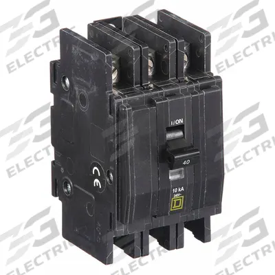 SQUARE D Miniature Circuit Breaker: 40 A, 120/240V AC, Three Phase, 10kA at 120/240V AC - QOU Series, Unit-Mount Square D Miniature Circuit Breakers