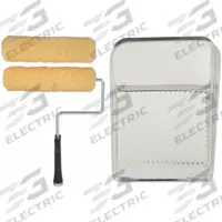 PURDY Paint Roller Kit: 5 Wire Cage Roller Frame, 9 in Roller Lg, 3/8 in Nap Size, Polyester (MPN 144810200). Key specifications — Brand: PURDY; Cover Material: Polyester; Paint Type: Oil Based Primers; Surface Material: Concrete; Surface Type: Smooth; Roller Frame Style: 5 Wire Cage.