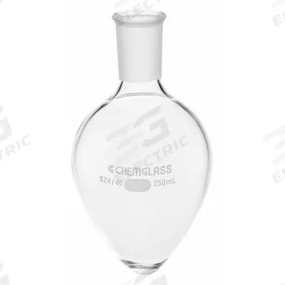 CHEMGLASS Boiling Flask: 100 mL, Colorless, Pear, A - Glass Boiling Flasks