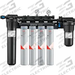 EVERPURE Water Filtration System: 5 micron, 6.7 gpm, FNPT, 25 3/8 in Overall Ht, 30,000 gal (MPN EV977134-75). Key specifications — Brand: EVERPURE; Reduces: Objectionable Odors; Filter Media: Carbon Block.