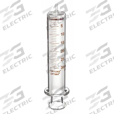 FORTUNA Reusable Glass Syringe: 30 mL Capacity - mL, Luer Slip, Borosilicate Glass - Luer Slip Syringes