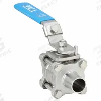 APPROVED VENDOR Manual Two-Way Ball Valve: 4 in, 316 Stainless Steel, Straight, Full Port Ball Port (MPN E90WW-64.0). Key specifications — Average Surface Roughness (Ra): 20 Ra μ-in; 3-A Compliance: Meets 3A Sanitary Standards; Brand: VNE; Handle: Locking Lever.
