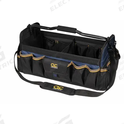 CLC Tool Tote: 20 in W x 11 in D x 11 in H, Black, Polyester, 27 Pockets - Polyester Tool Totes