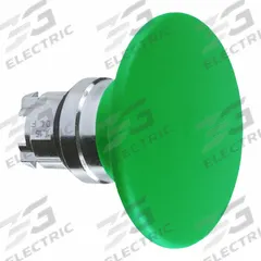 SCHNEIDER Mushroom Head Push Button: Green, 22 mm Mounting Size, Metallic, Momentary (MPN ZB4BR3). Key specifications — Brand: SCHNEIDER; Action: Momentary; Series: XB4; Push Button Material Type: Metallic.