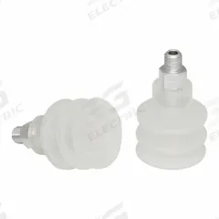 SCHMALZ Vacuum Pad Assembly: Multi-Bellows, 2.5 Folds, M5 Vacuum Port, 21 mm Pad Dia, Clear, 55 A (MPN 10.01.06.00043). Key specifications — attr1019136: 10.01.06.00043; attr1019138: SCHMALZ; attr1019139: 55 A.