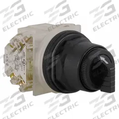 SCHNEIDER Selector Switch: 30 mm Panel Mounting Size, 3 Positions, Short Lever, DPDT, Metallic (MPN 9001KS42BH2). Key specifications — AC Contact Rating: 1.5 A @ 480 V; Action: Maintained/Maintained/Maintained; Cam: B; DC Contact Rating: 0.1 A @ 600 V; Hazardous Location Specification: Not Rated; Operator Head Material: Polycarbonate; Operator Head Type: Short-Handled Knob; Operator Illumination: Non-Illuminated.