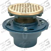 ZURN Floor Drain: 8 3/8 in Overall Dia, 5 3/16 in Grate Size, 2 in Nominal Pipe Size, Push On, Round (MPN ZN415-2NL-5BZ-P). Key specifications — Color: Gray; Connection Type: Push On; Brand: ZURN; Includes: Clamping Collar and Hardware.