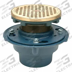 ZURN Floor Drain: 8 3/8 in Overall Dia, 5 3/16 in Grate Size, 2 in Nominal Pipe Size, Push On, Round (MPN ZN415-2NL-5BZ-P). Key specifications — Color: Gray; Connection Type: Push On; Brand: ZURN; Includes: Clamping Collar and Hardware.
