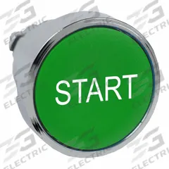 SCHNEIDER Flush Push Button: Green, 22 mm Mounting Size, Metallic, Momentary (MPN ZB4BA333). Key specifications — Brand: SCHNEIDER; Action: Momentary; Legend: Start; Series: XB4; Push Button Material Type: Metallic.