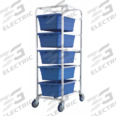 APPROVED VENDOR Tub Cart: 600 lb, 5 Bins/Tubs, 5 Shelves, Silver, 26 in L x 19 in W x 62 in H - Lightweight Corrosion-Resistant Vertical Rack-Style Tub Carts