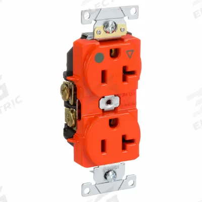 LEVITON Receptacle: Hospital Grade Fed. Spec., Duplex, 5-20R, Orange, 125V AC, 20 A - General Purpose Receptacles