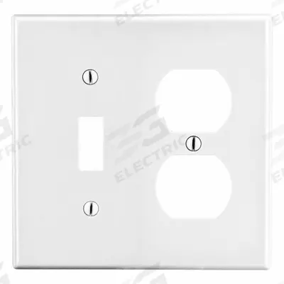 HUBBELL Wall Plate: Combo, 2 Gang, White - Combination Wall Plates