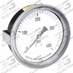 APPROVED VENDOR Panel-Mount Pressure Gauge: U-Clamp, 0 psi to 400 psi, 3 1/2 in Dial, Center Back (MPN 4CFA8). Key specifications — Accuracy: ±3-2-3%; Brand: APPROVED VENDOR; Vibration Resistance Properties: None; Gauge Wetted Parts: Brass / Bronze.