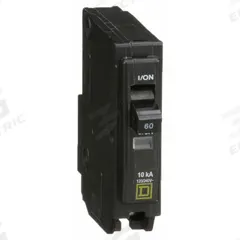 SQUARE D Miniature Circuit Breaker: 60 A, 120/240V AC, Single Phase, 10kA at 120/240V AC, 1 Poles (MPN QO160). Key specifications — Phase: Single; Amps: 60 A; AC Voltage Rating: 120/240V AC; Max. AIR Rating: 10kA at 120/240V AC; For Use With: QO Load Centers and NQ Panelboards; Brand: SQUARE D.