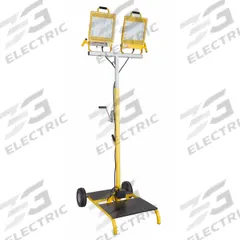 SOUTHWIRE LED Tower Work Light: 44,000 lm Max Brightness, LED, 1, 1 Brightness Levels, 2 Lamp Heads (MPN 7322). Key specifications — Frame Color: Black/Yellow; Lighting Technology: LED; Operating Voltage: 120V AC; Brand: SOUTHWIRE; No. of Brightness Levels: 1.