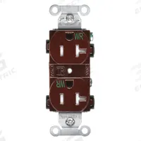 HUBBELL Receptacle: Duplex, 5-20, Brown, 125V AC, 20 A, 2 Pole / 3 Wire (MPN BR20WRTR)