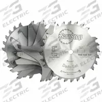 SAWSTOP Dado Blade Set: 8 in Dia., 15/16 in Max. Cut Wd, 5 Chippers, 24 Teeth, Stacked, -5° (MPN BTS-DS8-2402). Key specifications — attr1098312: SAWSTOP; attr1098295: (2) 1/8 in.