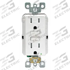 LEVITON GFI Receptacle: Decorator Duplex, 5-15, White, GFCI, 125V AC, 15 A, 2 Pole / 3 Wire (MPN GFTR1-W)