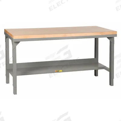 LITTLE GIANT Workbench: Adj Ht, Butcher Block, 48 in x 30 in, 3,000 lb Overall Load Capacity - Workbenches with Lower Shelves