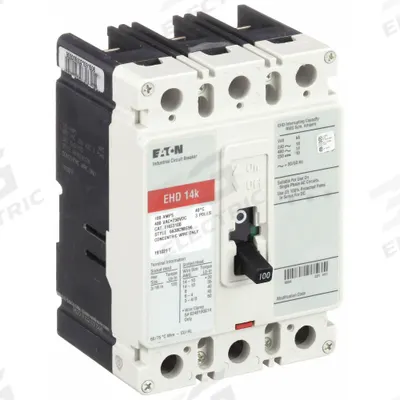 EATON Molded Case Circuit Breaker: 100 A Amps, 18kA at 240V AC, Fixed, ABC, Load Side Lug - FD-Frame Eaton Molded Case Circuit Breakers