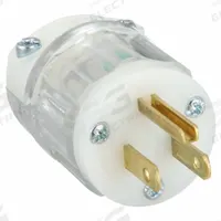 LEVITON Straight Blade Plug: Hospital Grade, 5-15P, 125V AC, 15 A, 2 Pole, 3 Blade, Clear (MPN 8215-PLC)