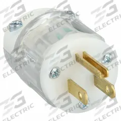 LEVITON Straight Blade Plug: Hospital Grade, 5-15P, 125V AC, 15 A, 2 Pole, 3 Blade, Clear (MPN 8215-PLC)