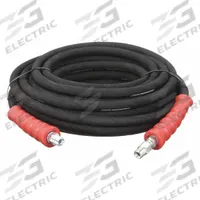 Pressure Washer Hose: 3/8 in ID, 50 ft Lg, Rubber, Black, 3/8 in x 3/8 in Fitting Size, MNPT x MNPT (MPN 22KE06). Key specifications — Hose Cover Material: Rubber; Fitting Type: MNPT x MNPT; Hose Color: Black; Hose Configuration: Coupled Assembly; Brand: SPEEDAIRE.