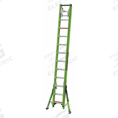 LITTLE GIANT Extension Ladder: 24 ft Ladder Size, Fiberglass, 375 lb Load Capacity - Cable Grab Non-Conductive Fiberglass Extension Ladders